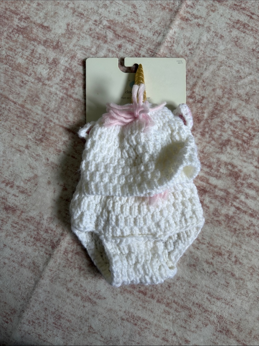 Newborn Photo - unicorn crochet hat and diaper cover